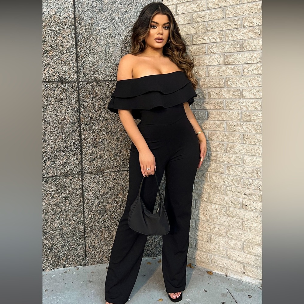 Fashion Nova Ready To Ruffle Jumpsuit - black